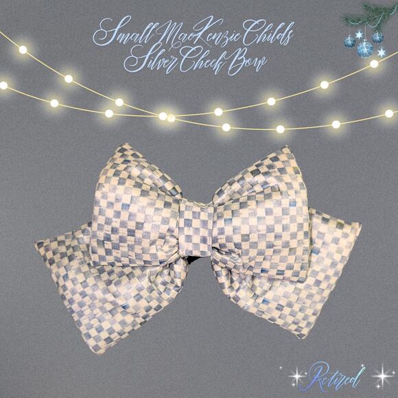 MacKenzie Childs Sterling Check Bow - Size Small 8 x 6.75", Silver Gray White - Picture 1 of 10